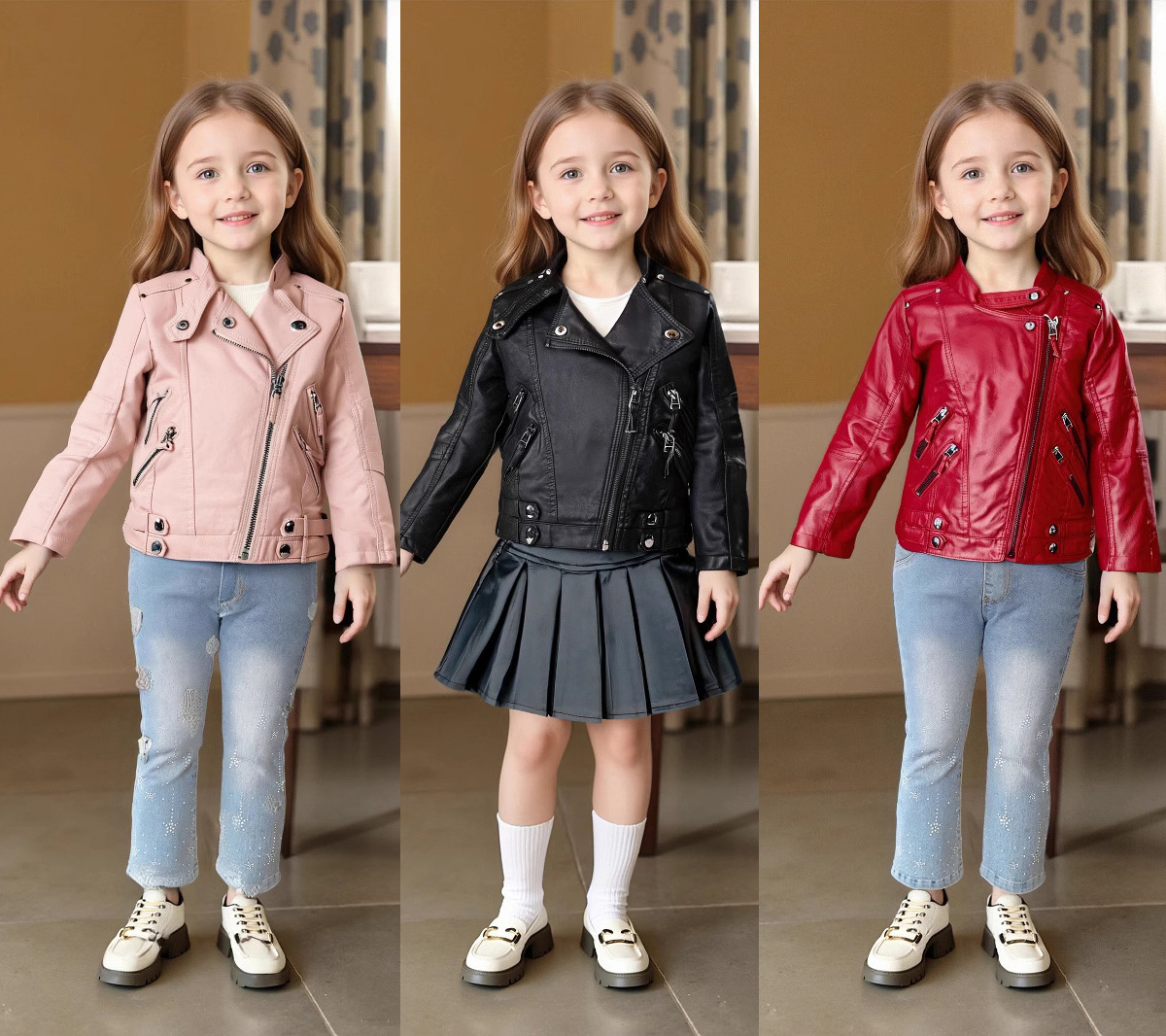 Streetwear Brand Red - Veste de noël en cuir Pu