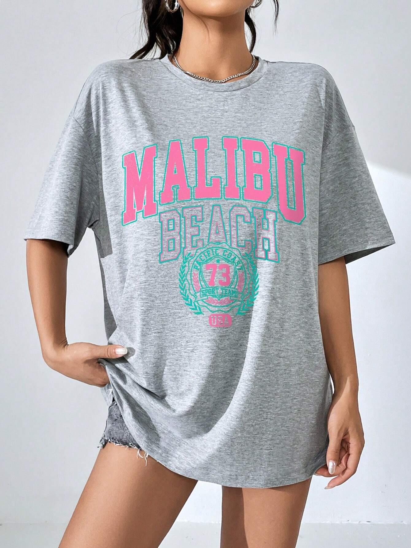 Malibu plage lettre impression - Streetwear Brand Tees avis et prix